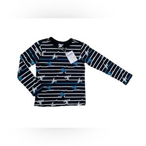 Art & Eden NWT Size 8 Long Sleeve Motorcycle Striped Shirt